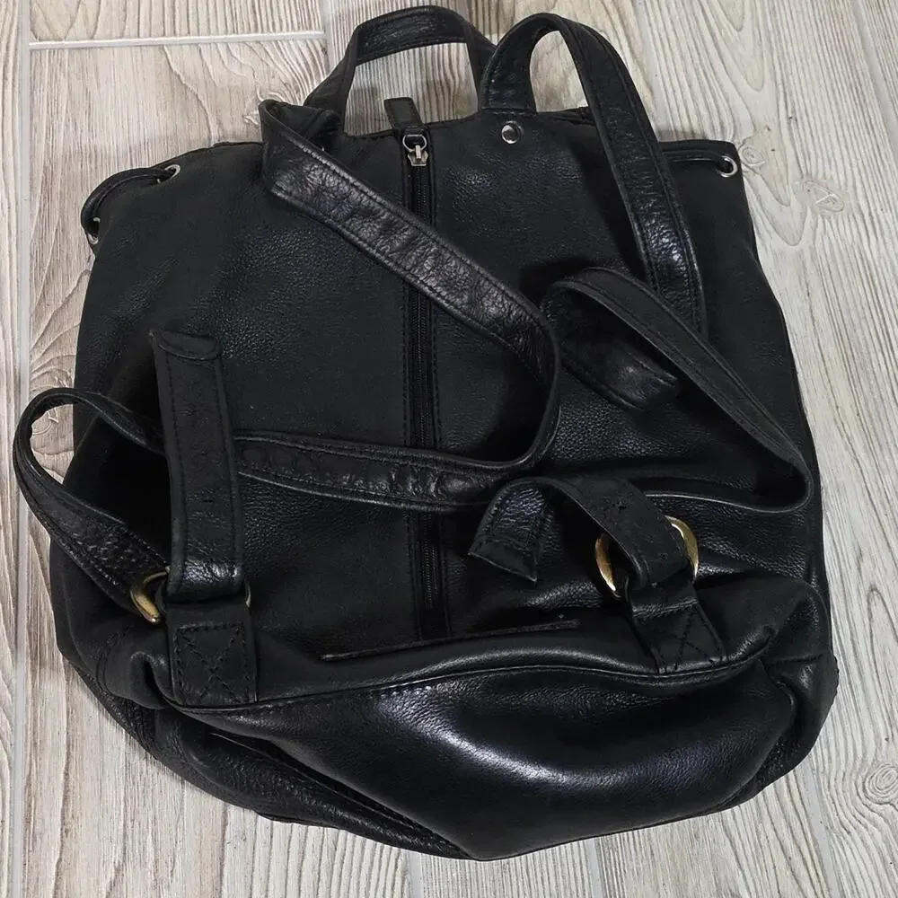 Fossil Bags 1954 Black Pebbled Leather Backpack Bag Vintage